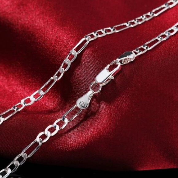 925 Sterling Silver Flat Chain Link Necklace - Picture 2 of 4